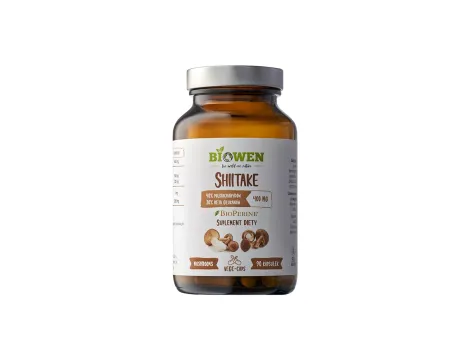 Shiitake 400 mg - 40% polisacharydów, 30% beta-glukanów - 90 kapsułek Biowen - 2
